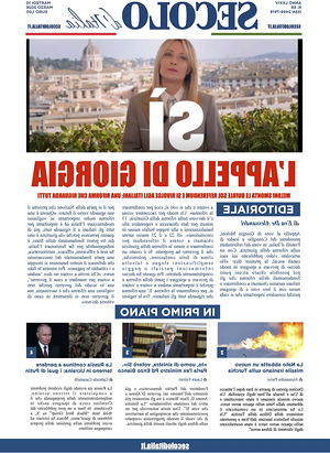 Prima pagina Secolo d'Italia di oggi - Quotidiano nazionale