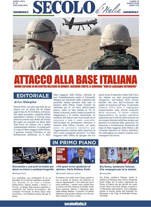 Prima pagina Secolo d'Italia di oggi - Quotidiano nazionale