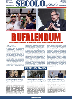 Prima pagina Secolo d'Italia di oggi - Quotidiano nazionale