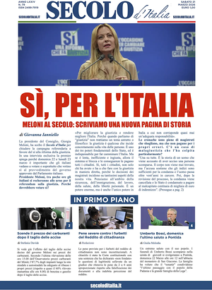 Prima pagina Secolo d'Italia di oggi - Quotidiano nazionale