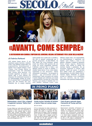 Prima pagina Secolo d'Italia di oggi - Quotidiano nazionale