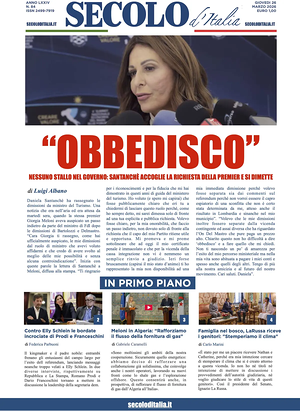 Prima pagina Secolo d'Italia di oggi - Quotidiano nazionale