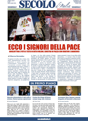 Prima pagina Secolo d'Italia di oggi - Quotidiano nazionale