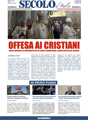 Prima pagina Secolo d'Italia di oggi - Quotidiano nazionale