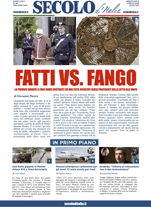 Prima pagina Secolo d'Italia di oggi - Quotidiano nazionale