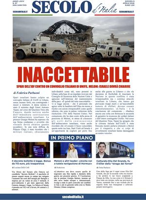 Prima pagina Secolo d'Italia di oggi - Quotidiano nazionale