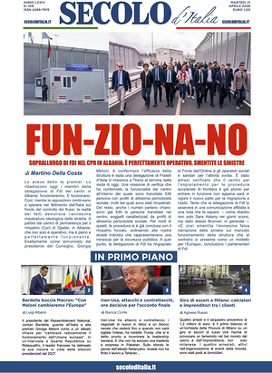 Prima pagina Secolo d'Italia di oggi - Quotidiano nazionale