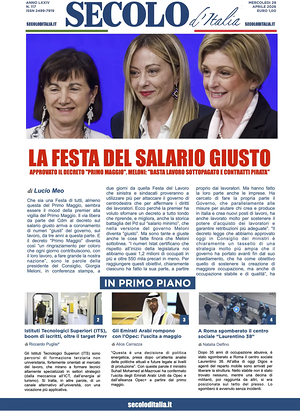 Prima pagina Secolo d'Italia di oggi - Quotidiano nazionale