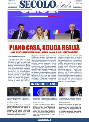Prima pagina Secolo d'Italia di oggi - Quotidiano nazionale