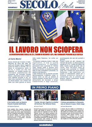 Prima pagina Secolo d'Italia di oggi - Quotidiano nazionale