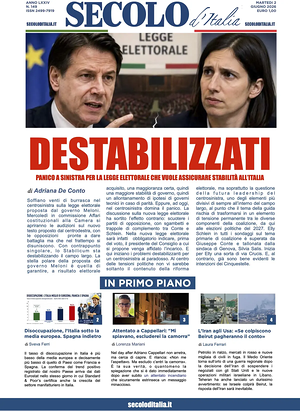 Prima pagina Secolo d'Italia di oggi - Quotidiano nazionale