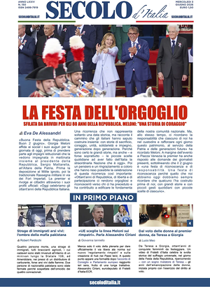 Prima pagina Secolo d'Italia di oggi - Quotidiano nazionale