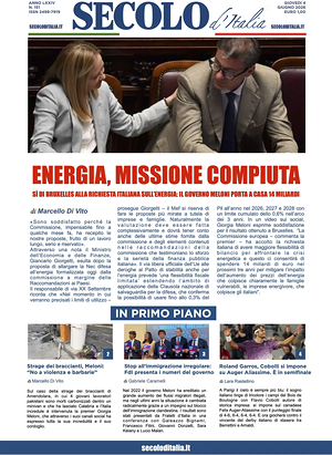 Prima pagina Secolo d'Italia di oggi - Quotidiano nazionale
