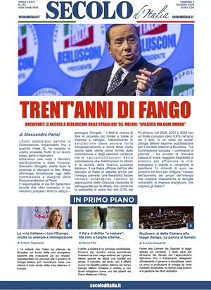 Prima pagina Secolo d'Italia di oggi - Quotidiano nazionale