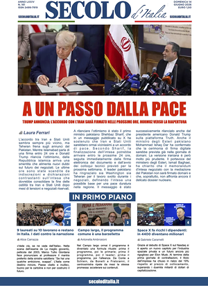 Prima pagina Secolo d'Italia di oggi - Quotidiano nazionale
