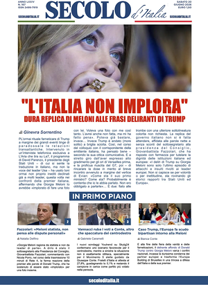 Prima pagina Secolo d'Italia di oggi - Quotidiano nazionale