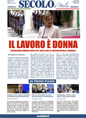 Prima pagina Secolo d'Italia di oggi - Quotidiano nazionale