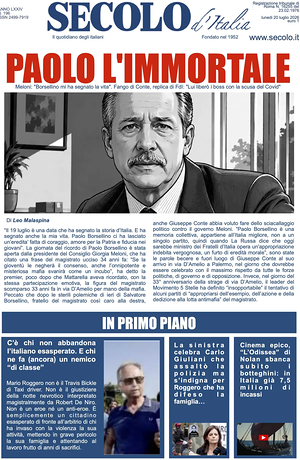 Prima pagina Secolo d'Italia di oggi - Quotidiano nazionale