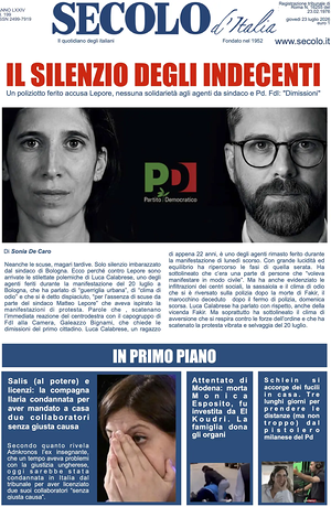 Prima pagina Secolo d'Italia di oggi - Quotidiano nazionale