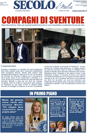 Prima pagina Secolo d'Italia di oggi - Quotidiano nazionale