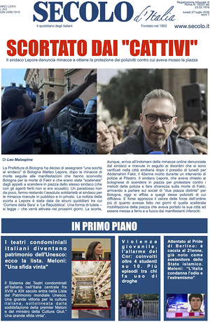 Prima pagina Secolo d'Italia di oggi - Quotidiano nazionale