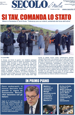 Prima pagina Secolo d'Italia di oggi - Quotidiano nazionale