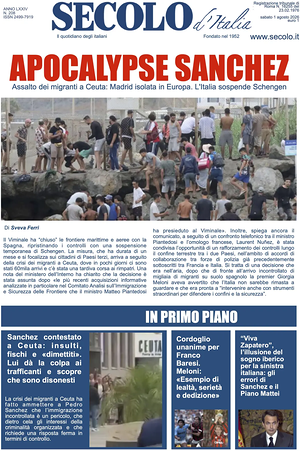 Prima pagina Secolo d'Italia di oggi - Quotidiano nazionale