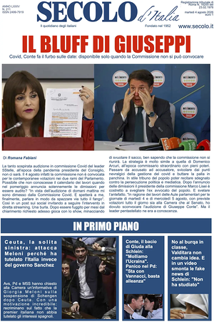 Prima pagina Secolo d'Italia di oggi - Quotidiano nazionale