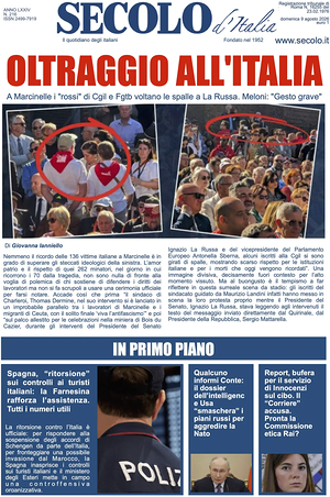 Prima pagina Secolo d'Italia di oggi - Quotidiano nazionale