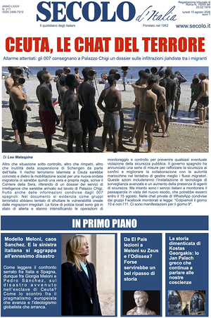 Prima pagina Secolo d'Italia di oggi - Quotidiano nazionale