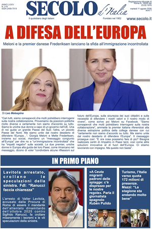 Prima pagina Secolo d'Italia di oggi - Quotidiano nazionale