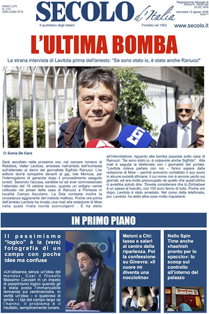 Prima pagina Secolo d'Italia di oggi - Quotidiano nazionale