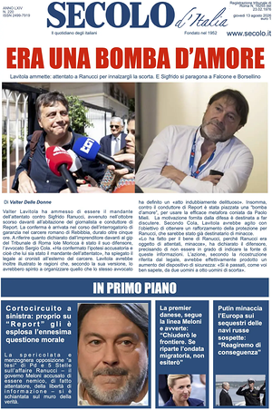 Prima pagina Secolo d'Italia di oggi - Quotidiano nazionale