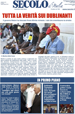 Prima pagina Secolo d'Italia di oggi - Quotidiano nazionale