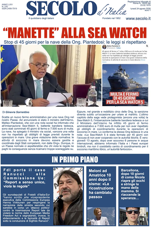 Prima pagina Secolo d'Italia di oggi - Quotidiano nazionale