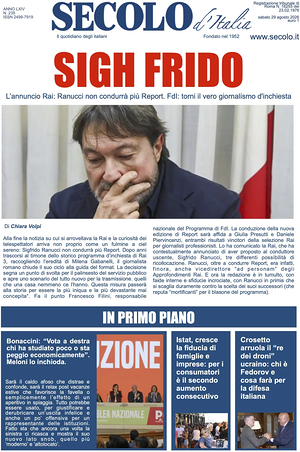 Prima pagina Secolo d'Italia di oggi - Quotidiano nazionale