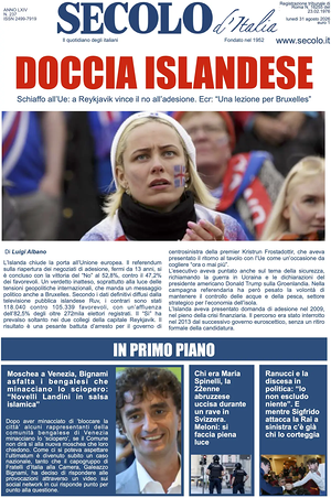 Prima pagina Secolo d'Italia di oggi - Quotidiano nazionale