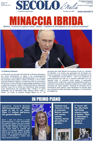 Prima pagina Secolo d'Italia di oggi - Quotidiano nazionale