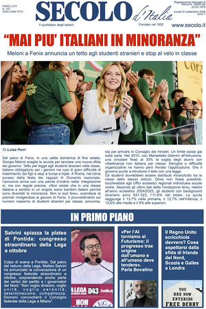Prima pagina Secolo d'Italia di oggi - Quotidiano nazionale