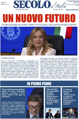Prima pagina Secolo d'Italia di oggi - Quotidiano nazionale