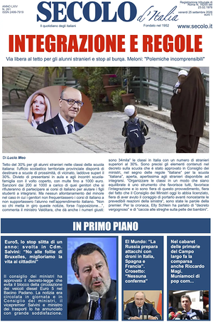 Prima pagina Secolo d'Italia di oggi - Quotidiano nazionale