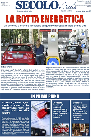 Prima pagina Secolo d'Italia di oggi - Quotidiano nazionale