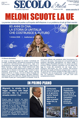 Prima pagina Secolo d'Italia di oggi - Quotidiano nazionale