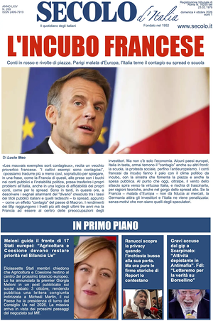 Prima pagina Secolo d'Italia di oggi - Quotidiano nazionale