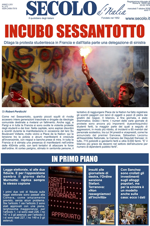 Prima pagina Secolo d'Italia di oggi - Quotidiano nazionale