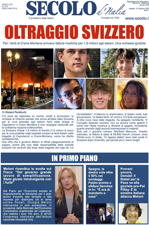 Prima pagina Secolo d'Italia di oggi - Quotidiano nazionale