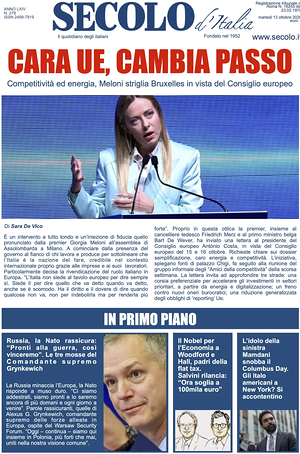 Prima pagina Secolo d'Italia di oggi - Quotidiano nazionale