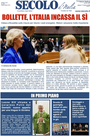 Prima pagina Secolo d'Italia di oggi - Quotidiano nazionale