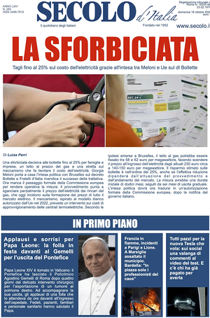 Prima pagina Secolo d'Italia di oggi - Quotidiano nazionale