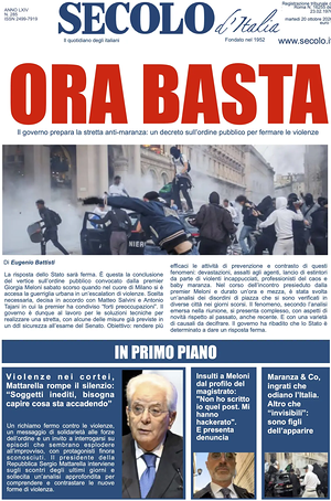 Prima pagina Secolo d'Italia di oggi - Quotidiano nazionale